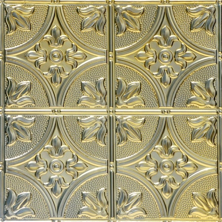 Tiptoe 2 Ft. X 2 Ft. Decorative Faux Tin Lay-in Ceiling Tile In Gold Nugget (48 Sq. Ft./case), 12PK
